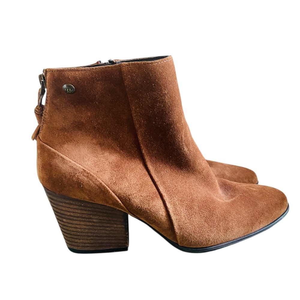 Paul Green Chestnut Brown Jada Suede Ankle Boots Tassel Zip - Picture 4 of 12